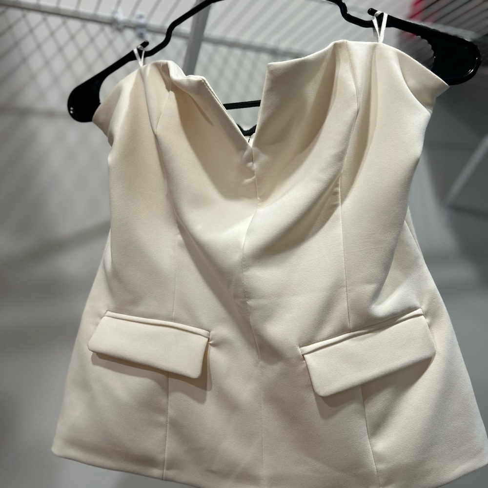Zara Elegant Cream Strapless Top